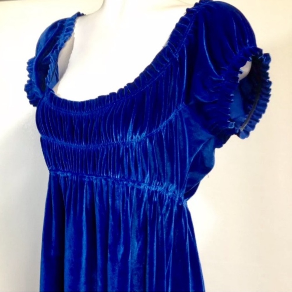 Free People Vibrant Blue Velvet Dress - Picture 3 of 6